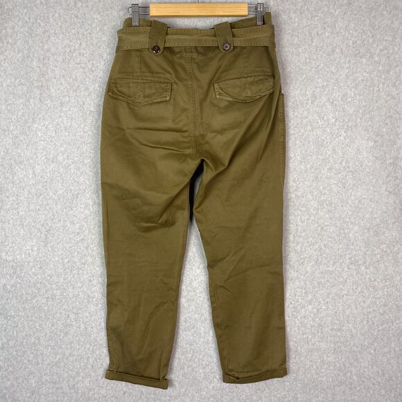 Etoile Isabel Marant Womens 1 Green Paperbag Belted High Rise Pants - Picture 5 of 9